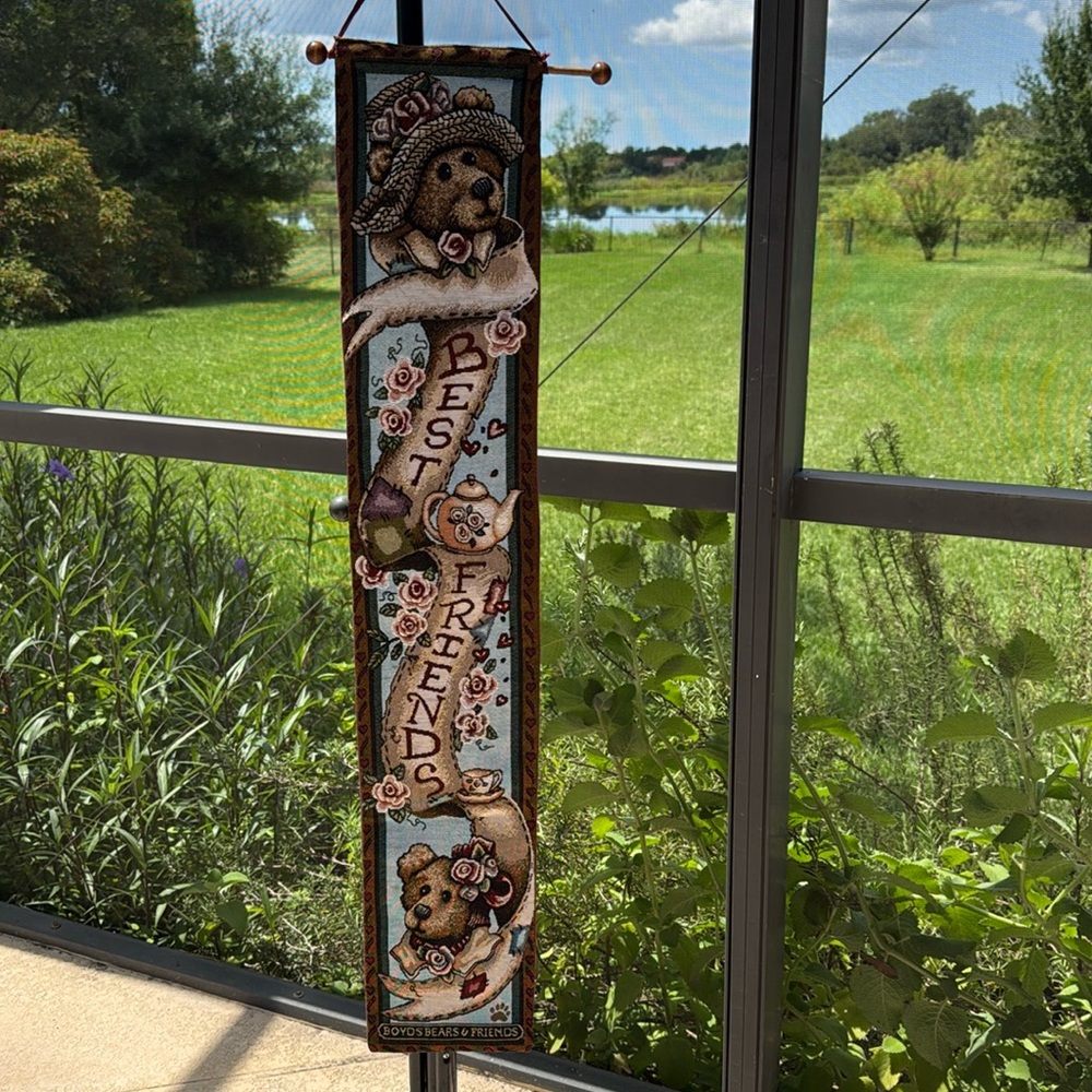 Boyds Bears Afternoon Tea "Best Friends" bell pull / tapestry / banner nwt